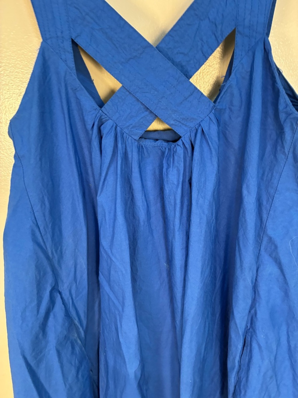 Maeve Anthropologie Crossback Poplin Swing Mini Dress Cobalt Blue - Picture 8 of 11